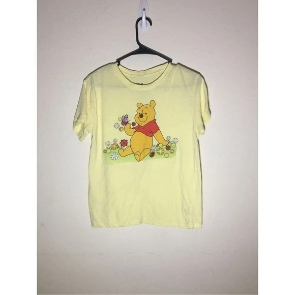 Womens Disney Winnie The Pooh Shirt Size Large Embroidered Yellow Flowers - Picture 1 of 2